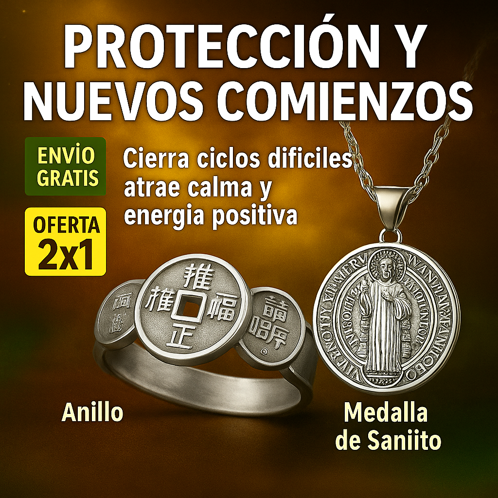 Combo de la Prosperidad | Anillo 5 Emperadores + Collar San benito